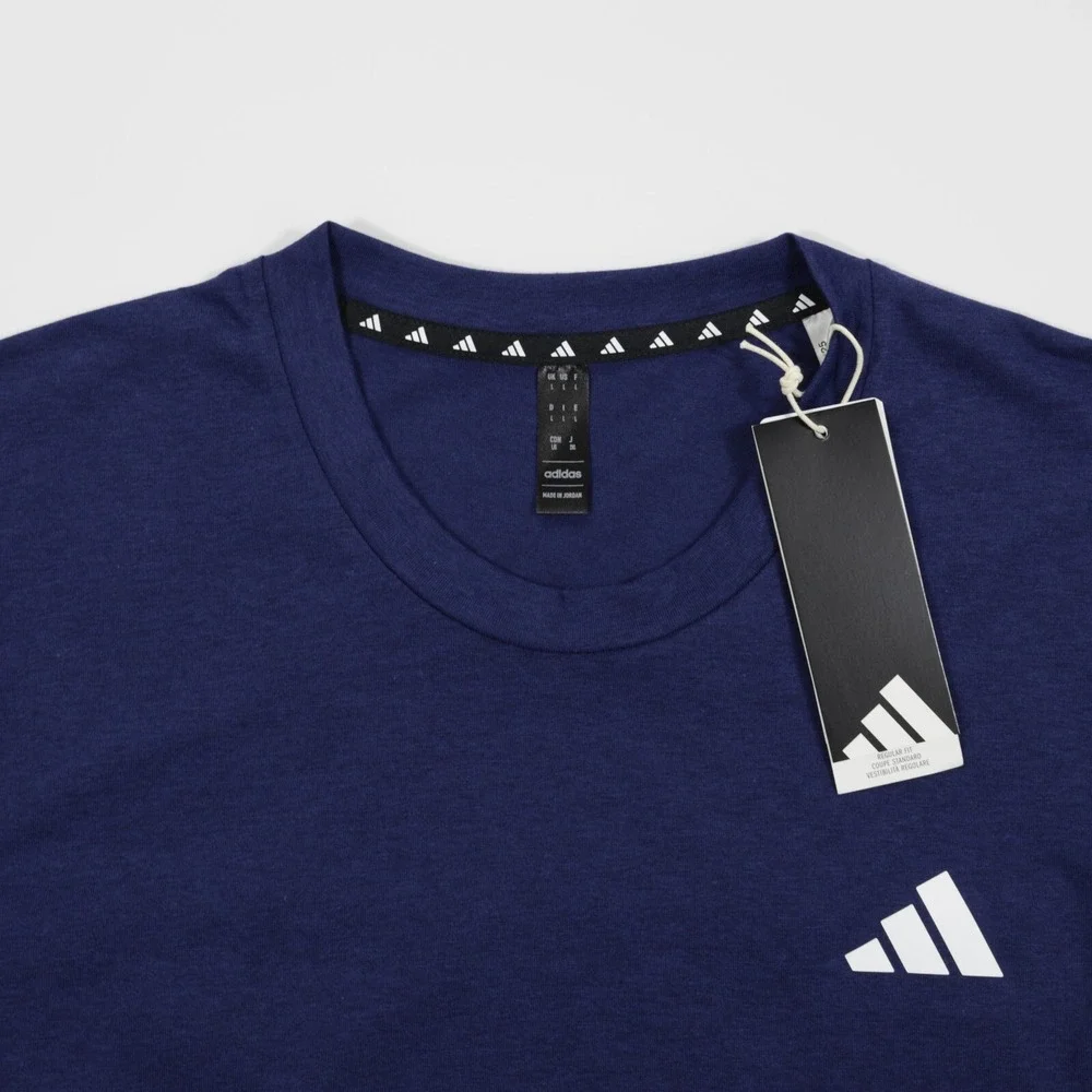 Adidas Men's Crew Neck Short Sleeve Feel Ready Training Tee Dark‎ Blue Size L - Picture 7 of 8